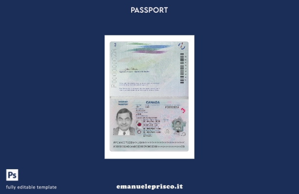 modello di versione presente del passaporto canadese in stile verificato